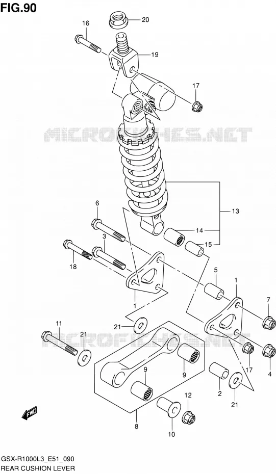 SCHOKBREKER AANEENSCHAKELING (GSX-R1000L3 E51) Suzuki MOTO 1000 GSX-R 2013  GSX-R1000 L3/GSX-R1000Z L3 (E51)
