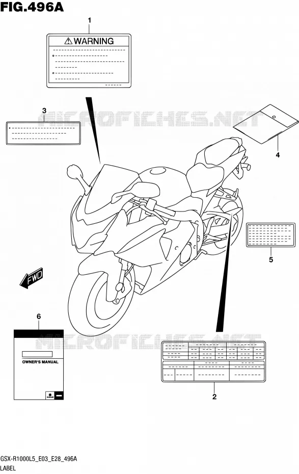ETIKET (GSX-R1000L5 E03) Suzuki MOTO 1000 GSX-R 2015  GSX-R1000 L5 (E03,E28,E33)