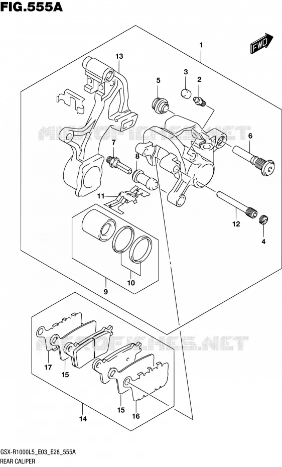 REAR CALIPER Suzuki MOTO 1000 GSX-R 2015  GSX-R1000 L5 (E03,E28,E33)
