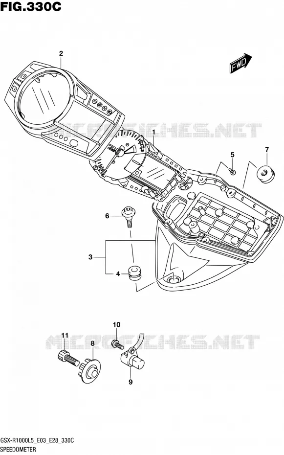 SNELHEIDSMETER (GSX-R1000L5 E33) Suzuki MOTO 1000 GSX-R 2015  GSX-R1000 L5 (E03,E28,E33)