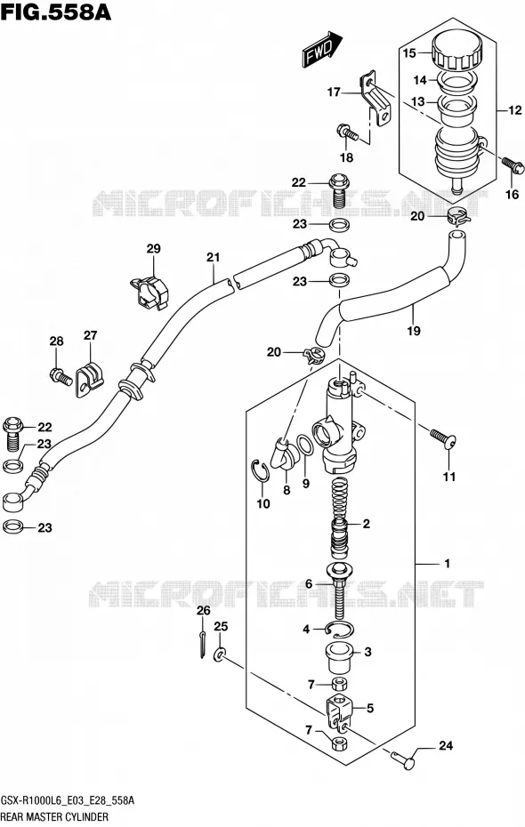 ACHTER HOOFDREMCILINDER (GSX-R1000L6 E03) Suzuki MOTO 1000 GSX-R 2016  GSX-R1000 L6 (E03,E28,E33)