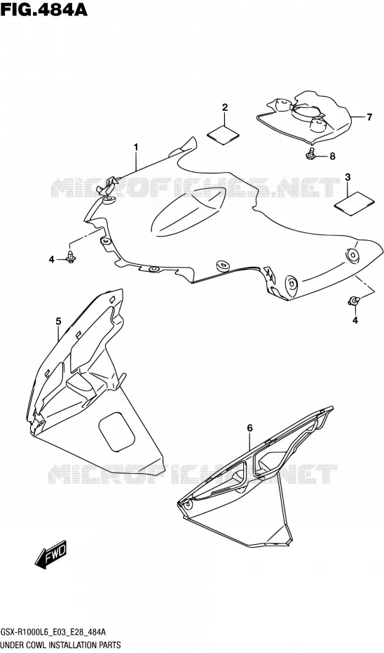 FAIRING INSTALLATIEDELEN Suzuki MOTO 1000 GSX-R 2016  GSX-R1000 L6 (E03,E28,E33)
