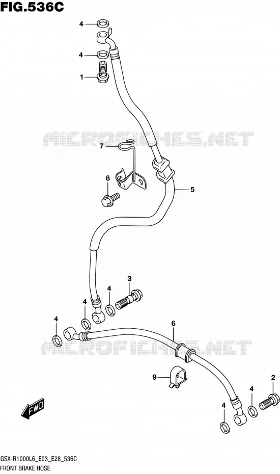 FRONT REMSLANG (GSX-R1000L6 E33) Suzuki MOTO 1000 GSX-R 2016  GSX-R1000 L6 (E03,E28,E33)