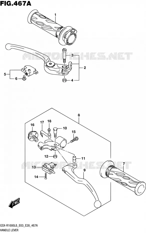 HANDGRIPS - LEVERS Suzuki MOTO 1000 GSX-R 2016  GSX-R1000 L6 (E03,E28,E33)