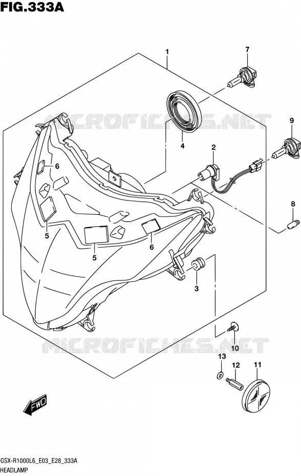 KOPLAMP (GSX-R1000L6 E03) Suzuki MOTO 1000 GSX-R 2016  GSX-R1000 L6 (E03,E28,E33)