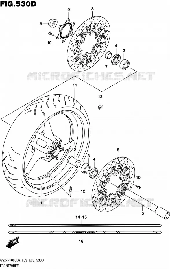 VOORWIEL (GSX-R1000AL6 E28) Suzuki MOTO 1000 GSX-R 2016  GSX-R1000 L6 (E03,E28,E33)