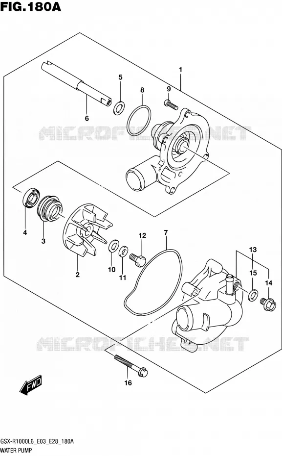WATERPOMP Suzuki MOTO 1000 GSX-R 2016  GSX-R1000 L6 (E03,E28,E33)