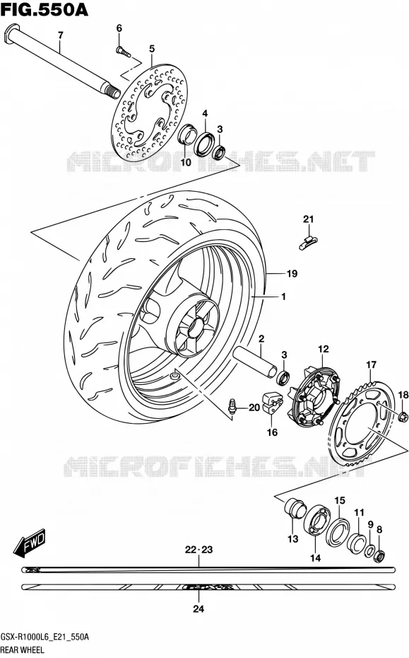 ACHTERWIEL (GSX-R1000L6 E21) Suzuki MOTO 1000 GSX-R 2016  GSX-R1000UF L6 (E21)