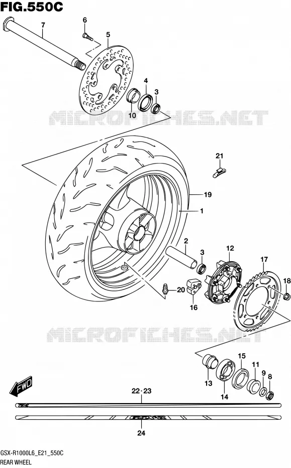 ACHTERWIEL (GSX-R1000UFL6 E21) Suzuki MOTO 1000 GSX-R 2016  GSX-R1000UF L6 (E21)