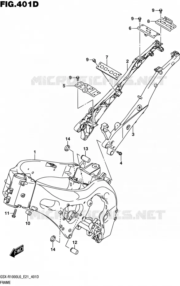 FRAME (GSX-R1000AUFL6 E21) Suzuki MOTO 1000 GSX-R 2016  GSX-R1000UF L6 (E21)