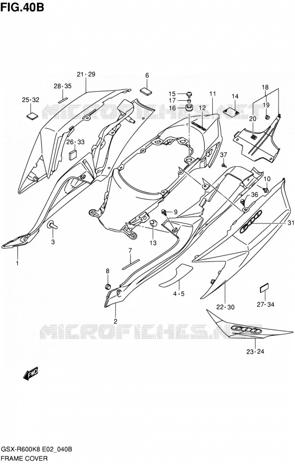 ACHTER KUIP (MODEL L0) Suzuki MOTO 600 GSX-R 2010  GSX-R600 L0 (E02,E19,E24)