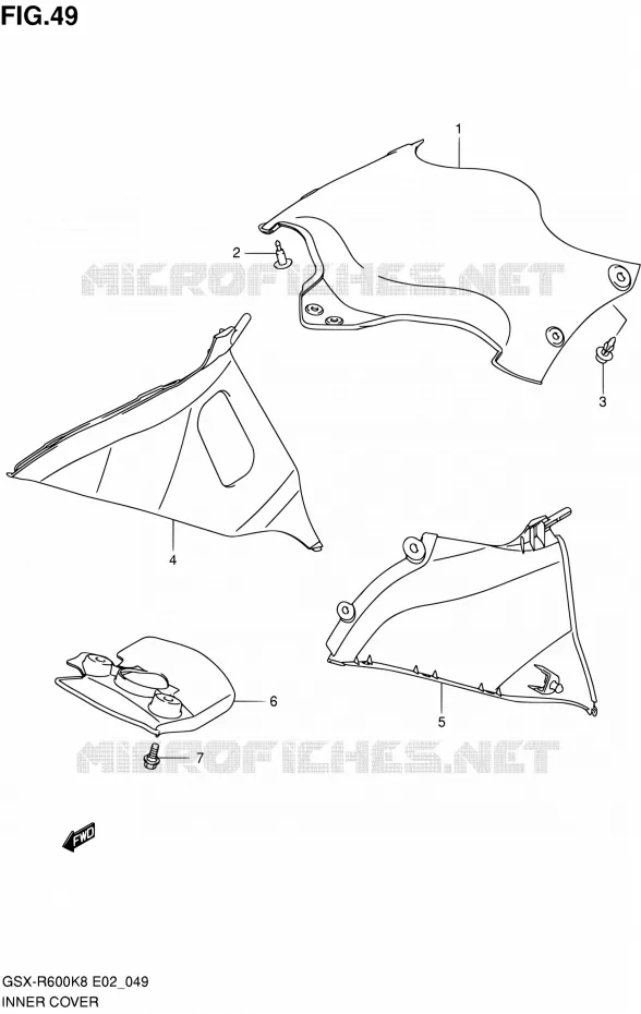 BINNEN COVER Suzuki MOTO 600 GSX-R 2010  GSX-R600 L0 (E02,E19,E24)