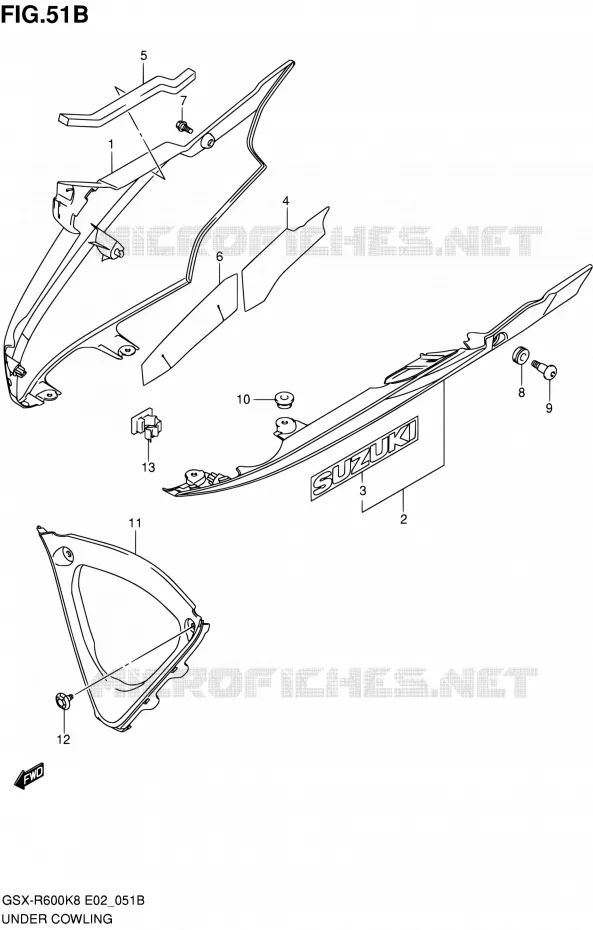 ONDERAANKLEDING (MODEL L0) Suzuki MOTO 600 GSX-R 2010  GSX-R600 L0 (E02,E19,E24)