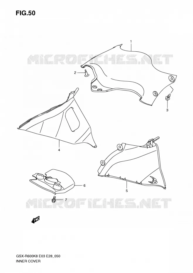 BINNEN COVER Suzuki MOTO 600 GSX-R 2010  GSX-R600 L0 (E03,E28,E33)