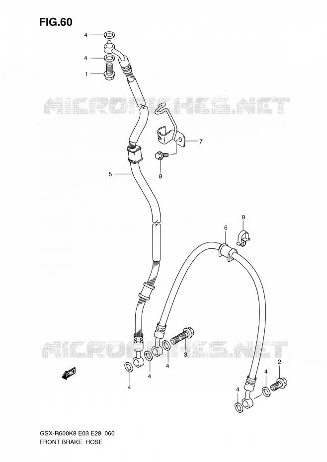 FRONT REMSLANG Suzuki MOTO 600 GSX-R 2010  GSX-R600 L0 (E03,E28,E33)