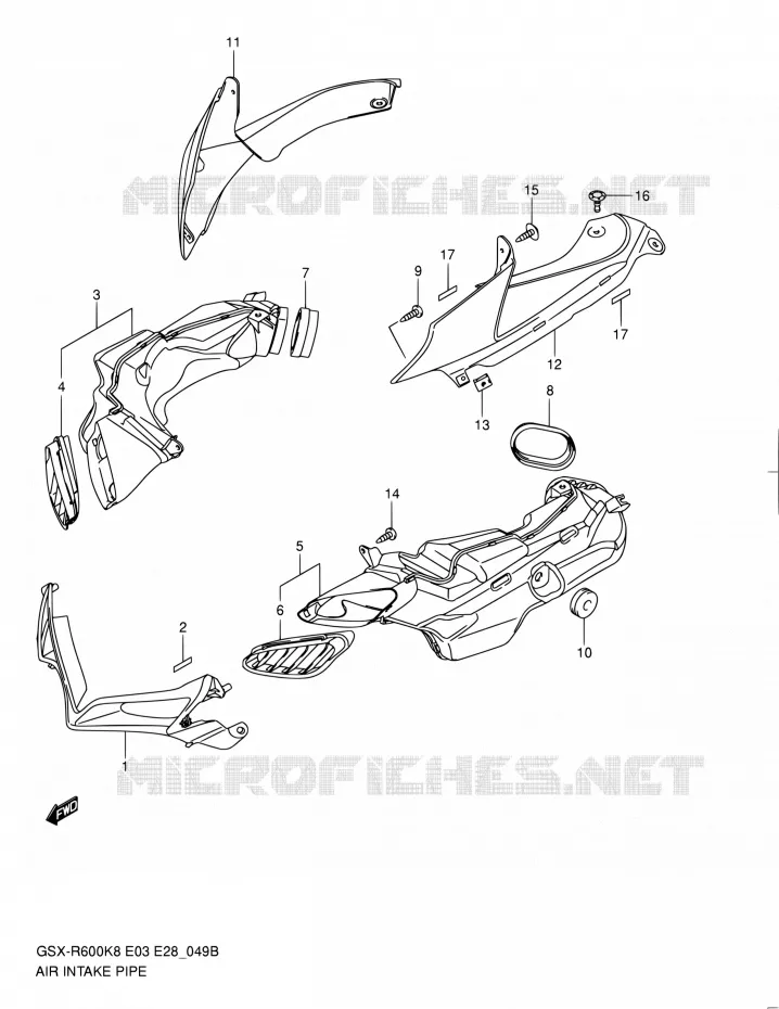 LUCHTINLAAT (MODEL L0) Suzuki MOTO 600 GSX-R 2010  GSX-R600 L0 (E03,E28,E33)