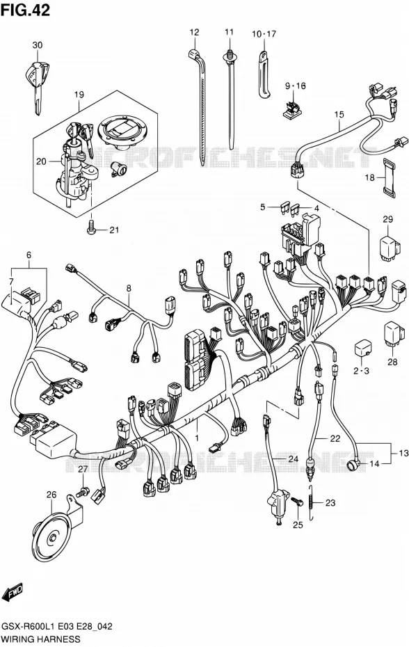 BEDRADING (GSX-R600L1 E28) Suzuki MOTO 600 GSX-R 2011  GSX-R600 L1 (E03,E28,E33)