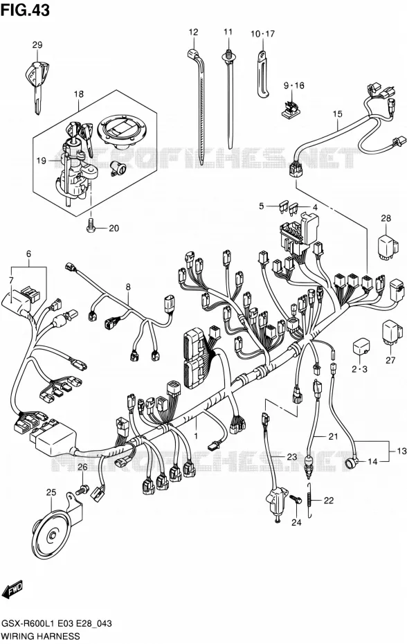 BEDRADING (GSX-R600L1 E33) Suzuki MOTO 600 GSX-R 2011  GSX-R600 L1 (E03,E28,E33)