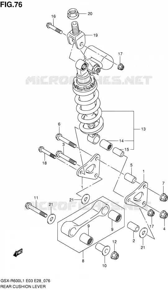 SCHOKBREKER AANEENSCHAKELING (GSX-R600L1 E33) Suzuki MOTO 600 GSX-R 2011  GSX-R600 L1 (E03,E28,E33)