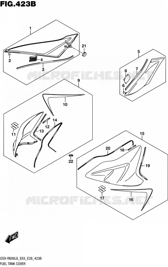 FUEL TANK - COVERS (ARB) Suzuki MOTO 600 GSX-R 2016  GSX-R600 L6 (E03,E28,E33)