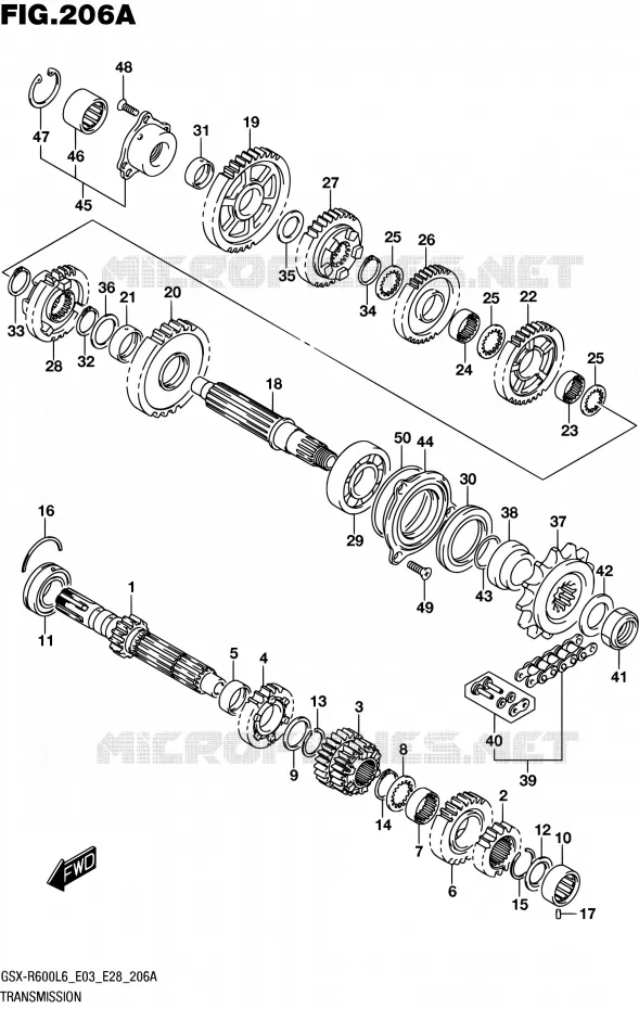 TRANSMISSION Suzuki MOTO 600 GSX-R 2016  GSX-R600 L6 (E03,E28,E33)