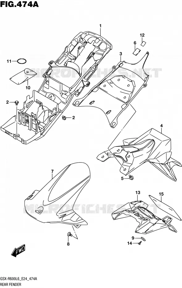 ACHTERSPATBORD Suzuki MOTO 600 GSX-R 2016  GSX-R600 L6 (E24)