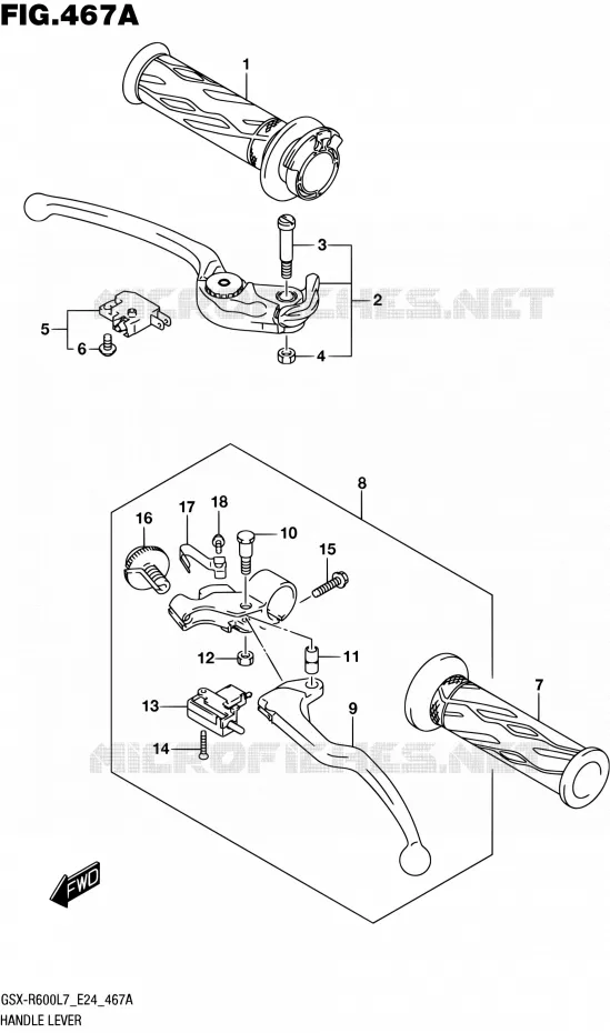 HANDGRIPS - LEVERS Suzuki MOTO 600 GSX-R 2017  GSX-R600 L7 (E24)