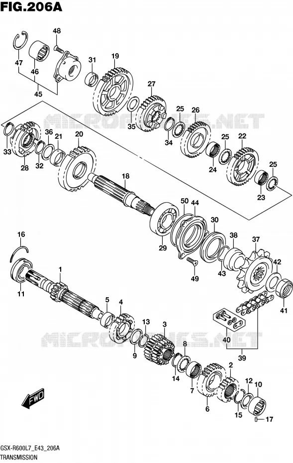 TRANSMISSION Suzuki MOTO 600 GSX-R 2017  GSX-R600 L7 (E43)