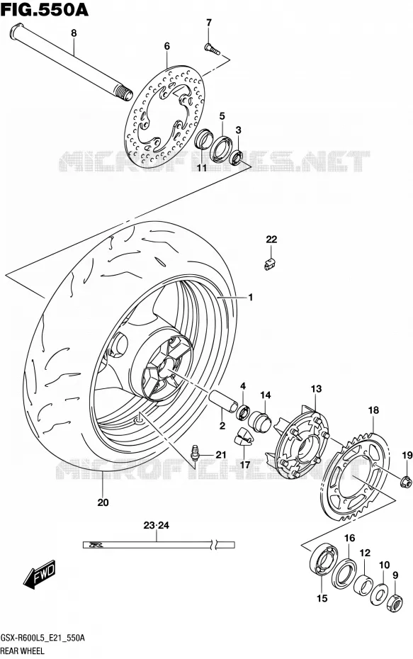 ACHTERWIEL Suzuki MOTO 600 GSX-R 2015  GSX-R600UF L5 (E21)