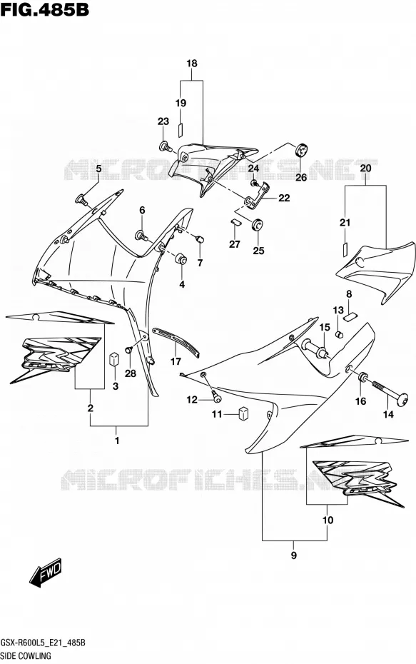 SIDE KUIP (ARD) Suzuki MOTO 600 GSX-R 2015  GSX-R600UF L5 (E21)