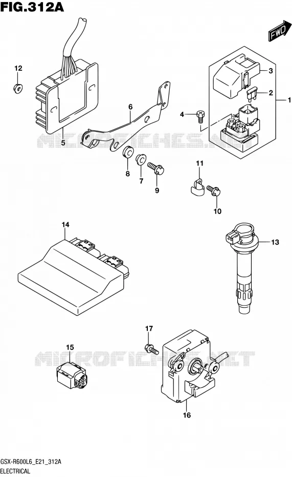 ELEKTRISCH (GSX-R600L6 E21) Suzuki MOTO 600 GSX-R 2016  GSX-R600UF L6 (E21)