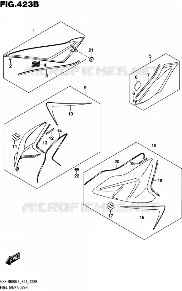FUEL TANK - COVERS (ARB) Suzuki MOTO 600 GSX-R 2016  GSX-R600UF L6 (E21)