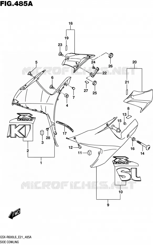 SIDE KUIP (YSF) Suzuki MOTO 600 GSX-R 2016  GSX-R600UF L6 (E21)