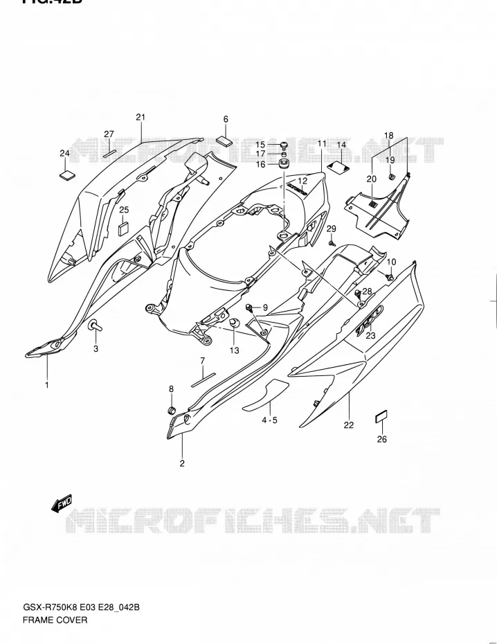 ACHTER KUIP (MODEL L0) Suzuki MOTO 750 GSX-R 2010  GSX-R750 L0 (E03,E28,E33)
