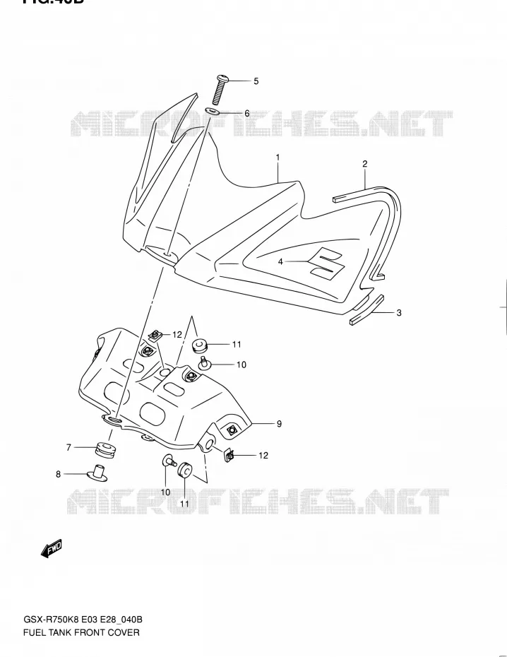 FUEL TANK VOORKLEP (MODEL L0) Suzuki MOTO 750 GSX-R 2010  GSX-R750 L0 (E03,E28,E33)