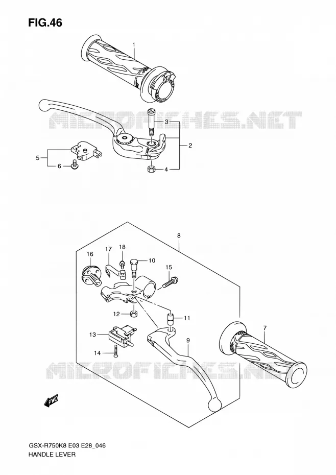 HANDGRIPS - LEVERS Suzuki MOTO 750 GSX-R 2010  GSX-R750 L0 (E03,E28,E33)