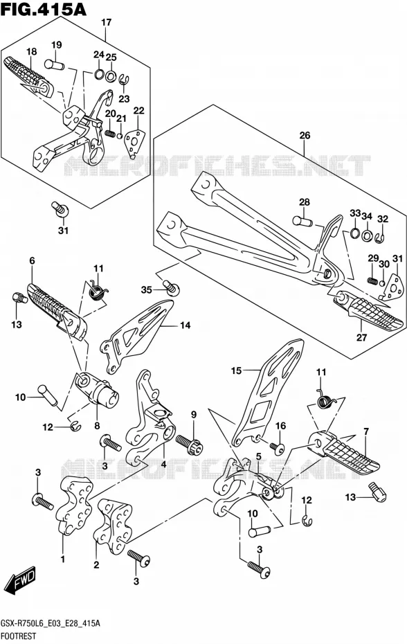 FOOTREST Suzuki MOTO 750 GSX-R 2016  GSX-R750 L6 (E03,E28,E33)