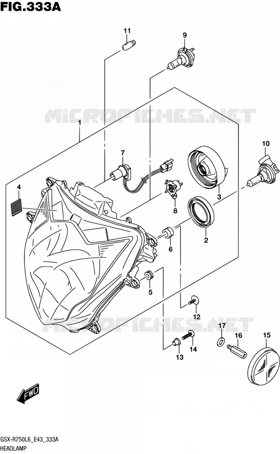KOPLAMP Suzuki MOTO 750 GSX-R 2016  GSX-R750 L6 (E43)