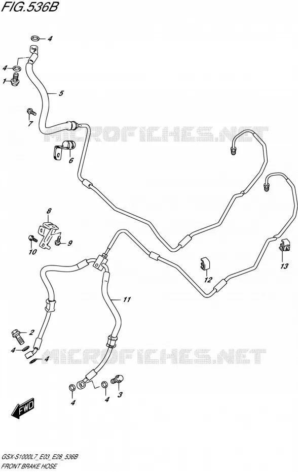 FRONT REMSLANG (GSX-S1000AL7 E03) Suzuki MOTO 1000 GSX-S 2017  GSX-S1000A L7 (E03,E28,E33)