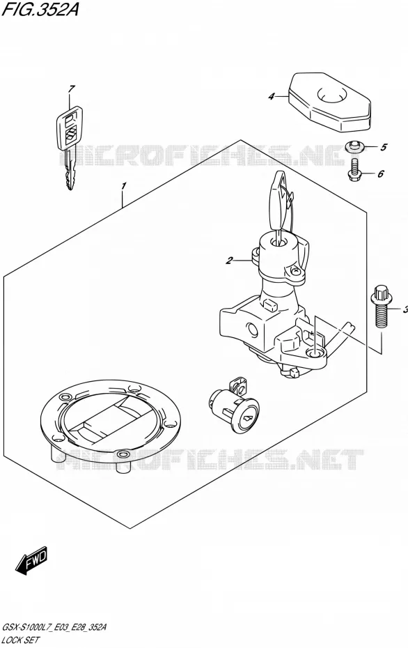LOCK SET (GSX-S1000L7 E33) Suzuki MOTO 1000 GSX-S 2017  GSX-S1000A L7 (E03,E28,E33)