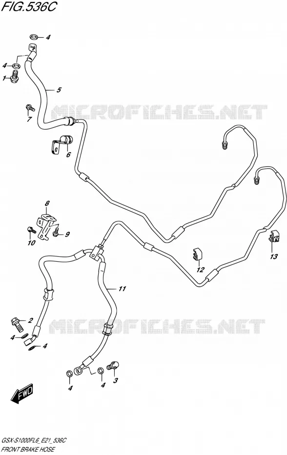 FRONT REMSLANG (GSX-S1000FAL6 E21) Suzuki MOTO 1000 GSX-S 2016  GSX-S1000FA L6 (E21)