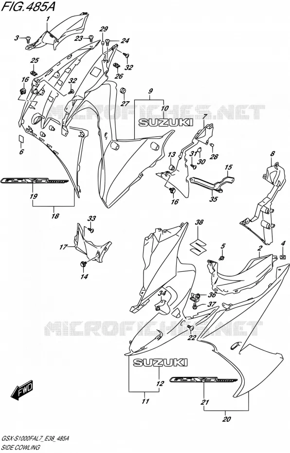 SIDE KUIP (PGZ,AV4) Suzuki MOTO 1000 GSX-S 2017  GSX-S1000FA L7 (E38)