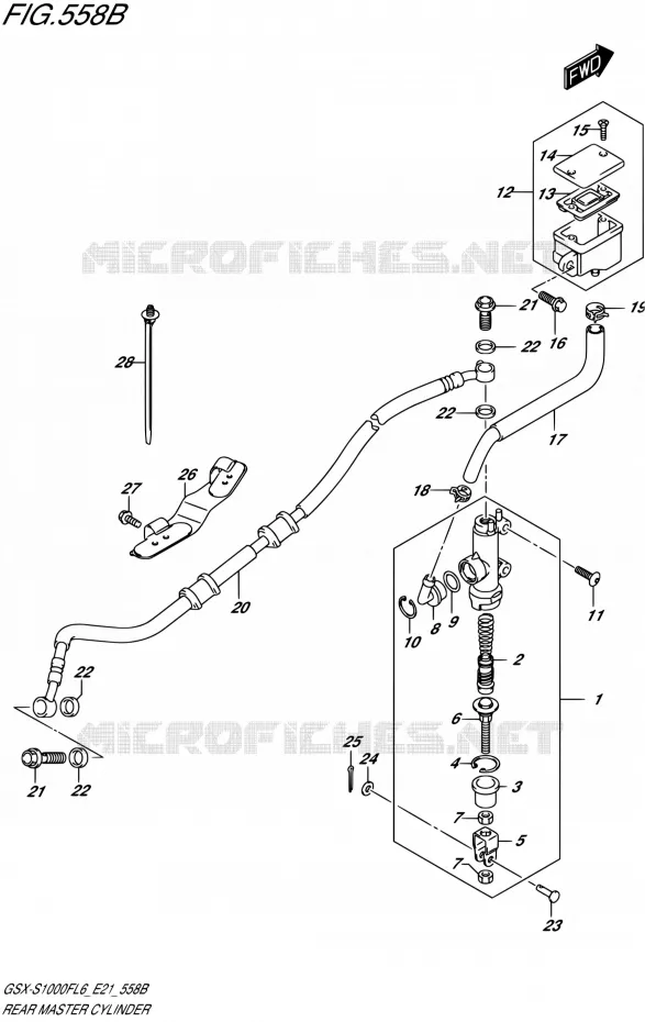 ACHTER HOOFDREMCILINDER (GSX-S1000FUFL6 E21) Suzuki MOTO 1000 GSX-S 2016  GSX-S1000FAUF L6 (E21)