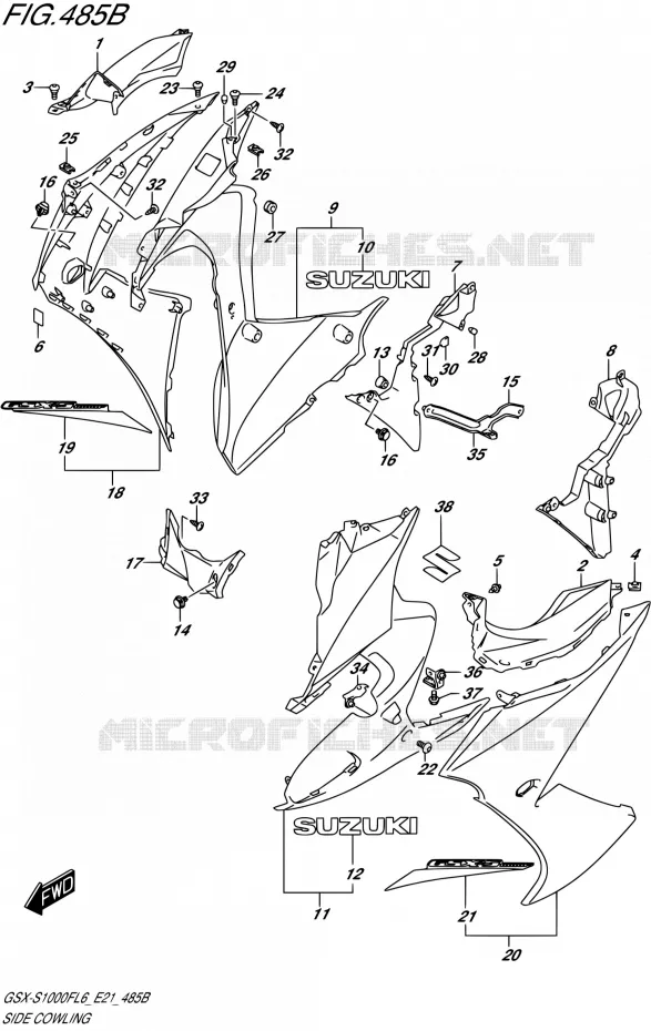 SIDE KUIP (YSF) Suzuki MOTO 1000 GSX-S 2015  GSX-S1000FAUF L6 (E21)
