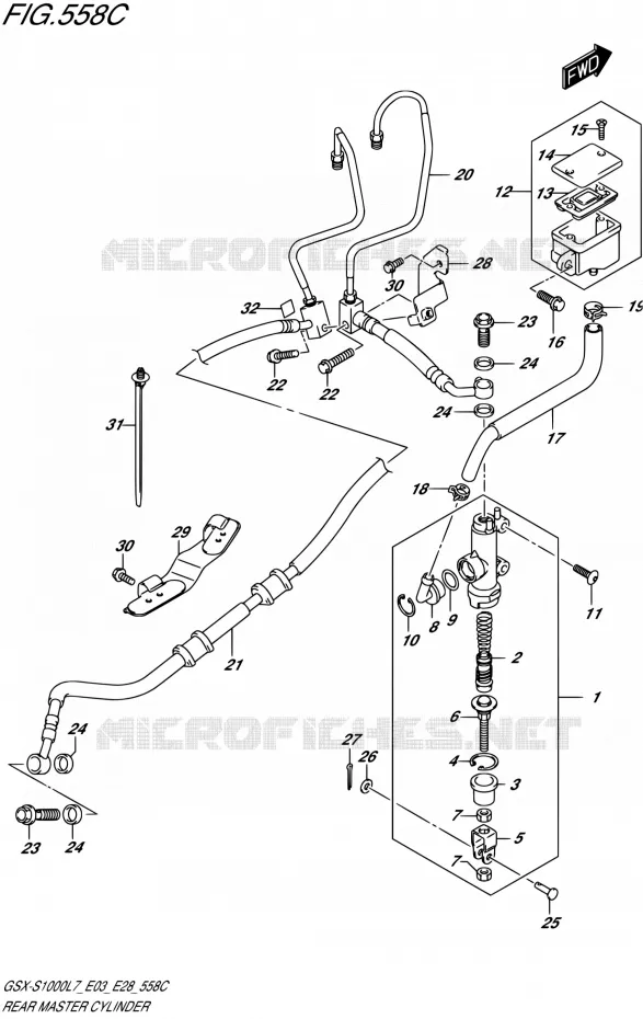 ACHTER HOOFDREMCILINDER (GSX-S1000AL7 E28) Suzuki MOTO 1000 GSX-S 2017  GSX-S1000 L7 (E33)