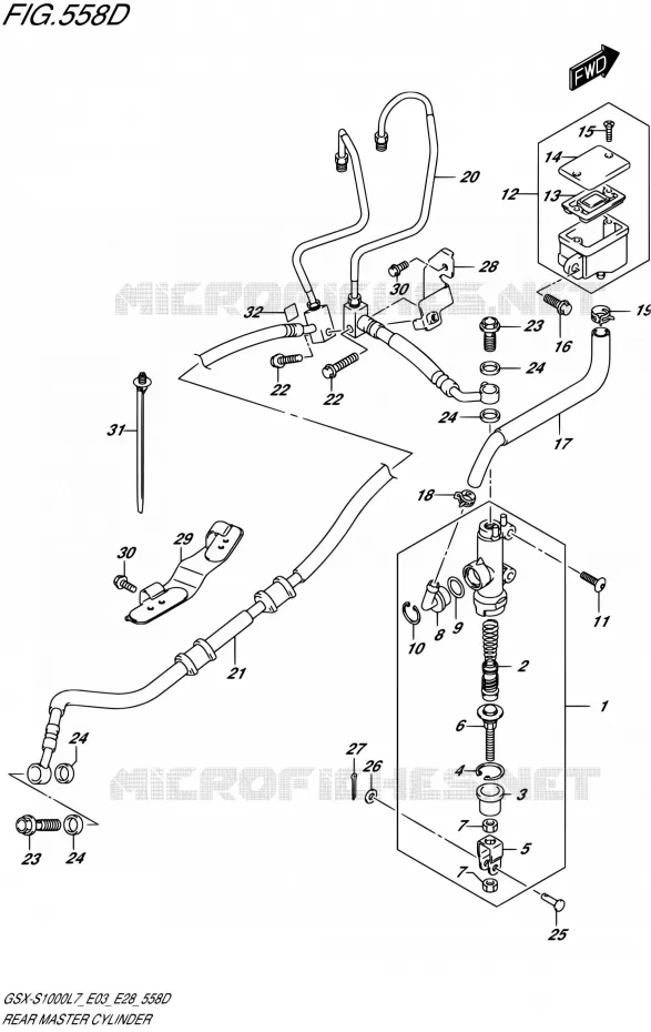 ACHTER HOOFDREMCILINDER (GSX-S1000AL7 E33) Suzuki MOTO 1000 GSX-S 2017  GSX-S1000 L7 (E33)