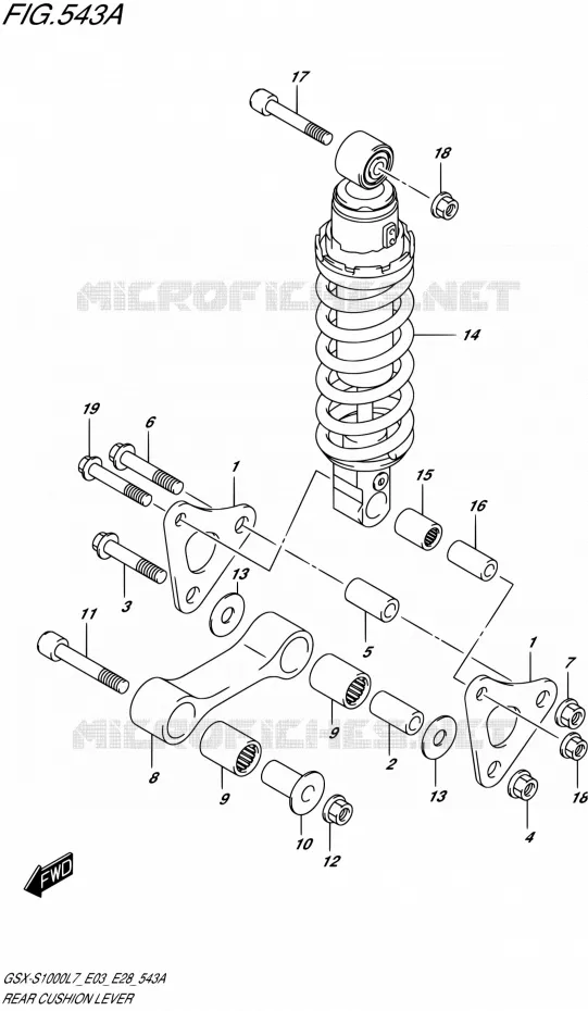 SCHOKBREKER AANEENSCHAKELING (GSX-S1000L7 E33) Suzuki MOTO 1000 GSX-S 2017  GSX-S1000 L7 (E33)