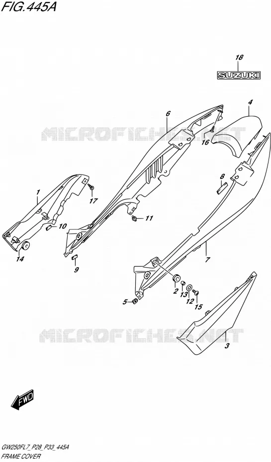 ACHTER KUIP (FOR YAY,YWW)  (GW250FL7 P28) Suzuki MOTO 250 INAZUMA 2017  GW250F L7 (P28,P33)