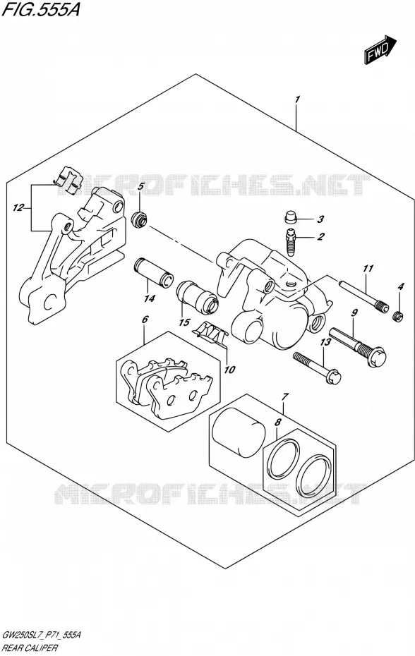 REAR CALIPER Suzuki MOTO 250 INAZUMA 2017  GW250S L7 (P71)