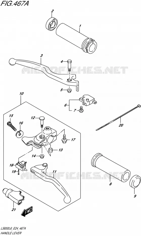 HANDGRIPS - LEVERS Suzuki MOTO 650 SAVAGE 2016  LS650 L6 (E24)